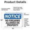 Signmission No Firearms Allowed On Property OSHA Notice Sign, Vinyl Decal, 14in W x 10in L, 2PK OS-2PACK-NS-D-1014-L-16103 - alternate 6